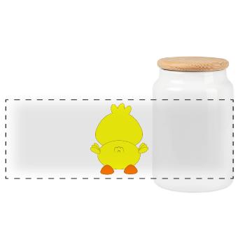 Poussins, Pâques, animaux pour enfants, douces frises - Boîte à biscuits avec couvercle en bois - blanc - Devant