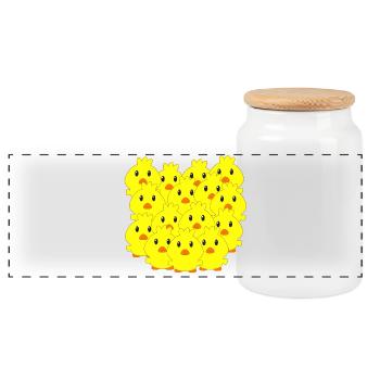 Poussins, Pâques, animaux pour enfants, poussins doux - Boîte à biscuits avec couvercle en bois - blanc - Devant