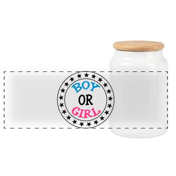 Boy or Girl - Boîte à biscuits avec couvercle en bois - blanc - Devant
