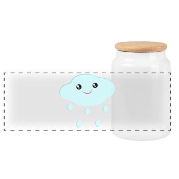 Cloud cute cloud kawaii style gift for kids - Panoramic Cookie Jar with Wooden Lid - white - Front
