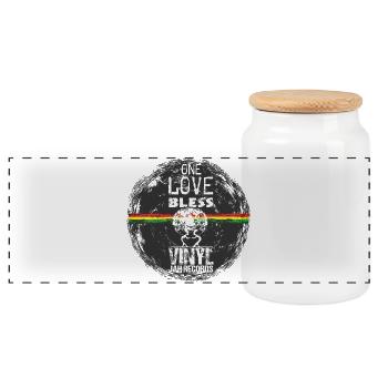 One Love Reggae - Boîte à biscuits avec couvercle en bois - blanc - Devant