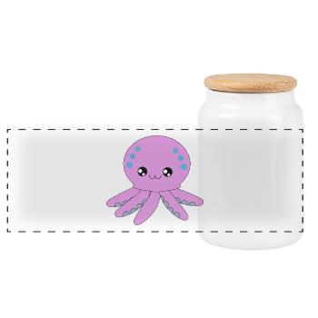 Octopus, octopus, tentacle, underwater - Panoramic Cookie Jar with Wooden Lid - white - Front