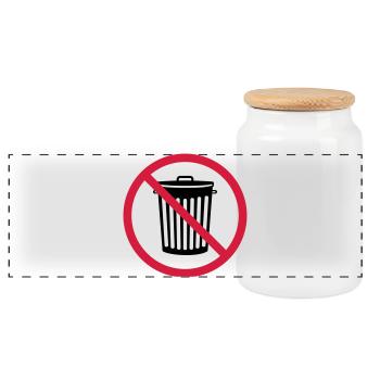 verboten schild zone keine tonne muelltonne muelle - Panorama Keksdose mit Holzdeckel - Weiß - Vorne