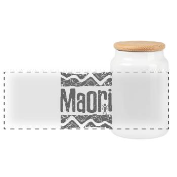 Maozi Tribal Print T-Shirt - Panorama Keksdose mit Holzdeckel - Weiß - Vorne