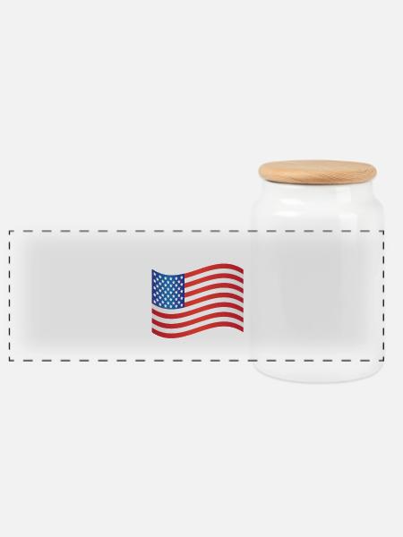 Amerikanische Flagge - Panorama Keksdose mit Holzdeckel - Weiß