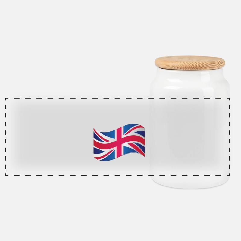 Union Jack Flagge Illustration - Panorama Keksdose mit Holzdeckel - Weiß