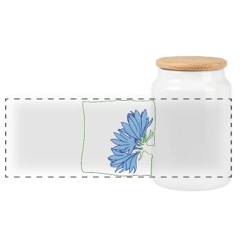 Kornblume minimalistisch - Panorama Keksdose mit Holzdeckel - Weiß - Vorne