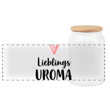 Lieblings Uroma Geschenk Muttertag Geburtstag - Panorama Keksdose mit Holzdeckel - Weiß - Vorne