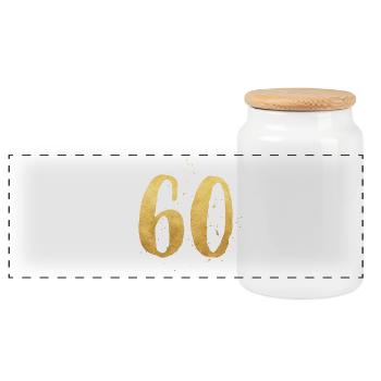 60 gold round birthday sixty gift number - Panoramic Cookie Jar with Wooden Lid - white - Front