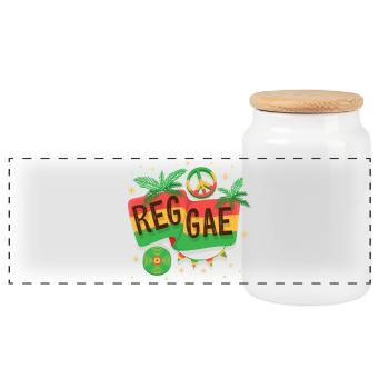 Reggae Flag Rainbow Vibe - Panoramic Cookie Jar with Wooden Lid - white - Front