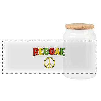 Reggae Peace Farbenspiel Design - Panorama Keksdose mit Holzdeckel - Weiß - Vorne