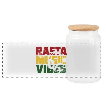 RASTA MUSIC VIBES - Boîte à biscuits avec couvercle en bois - blanc - Devant