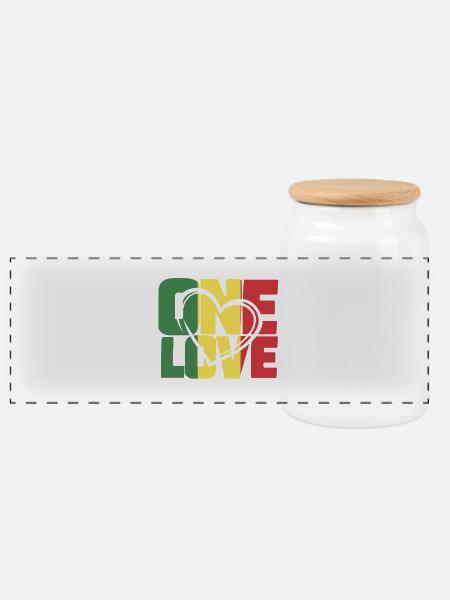 One Love Reggae Palette - Panorama Keksdose mit Holzdeckel - Weiß