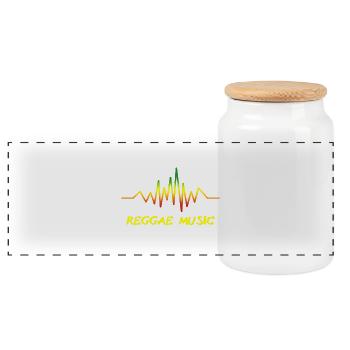 Conception d’ondes sonores reggae - Boîte à biscuits avec couvercle en bois - blanc - Devant