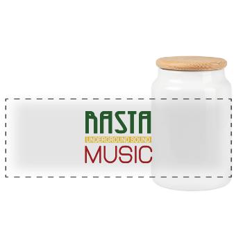Nasta Underground Sound Logo - Panorama Keksdose mit Holzdeckel - Weiß - Vorne