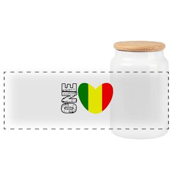 Cœur du drapeau du Mali avec un texte DISPARU - Boîte à biscuits avec couvercle en bois - blanc - Devant