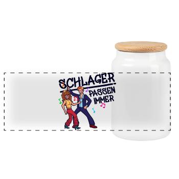 Schlagerparty Schlager Musik Tanzen Feiern Spruch - Panorama Keksdose mit Holzdeckel - Weiß - Vorne