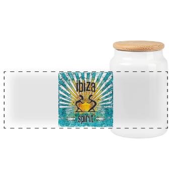 Ibiza Spirit Sun Art Design - Boîte à biscuits avec couvercle en bois - blanc - Devant