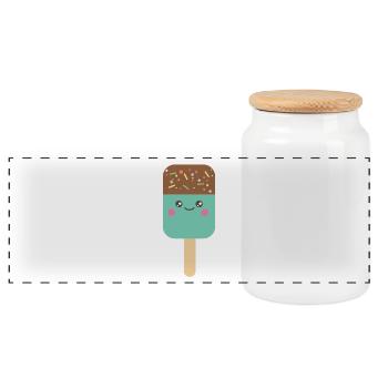 Glace - Boîte à biscuits avec couvercle en bois - blanc - Devant