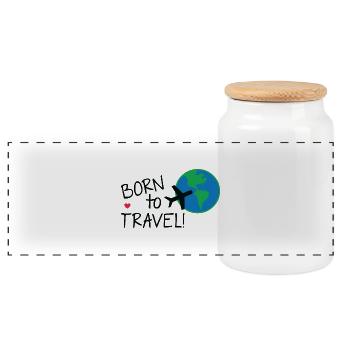 Born To Travel - Panorama Keksdose mit Holzdeckel - Weiß - Vorne