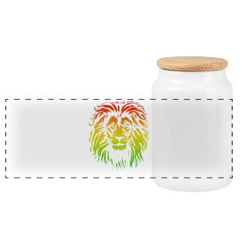 Lion Rainbow Underground Sound - Panoramic Cookie Jar with Wooden Lid - white - Front