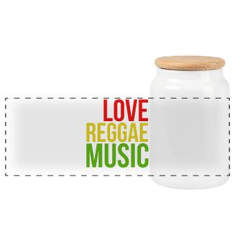 One Love Conception musicale Reggae - Boîte à biscuits avec couvercle en bois - blanc - Devant