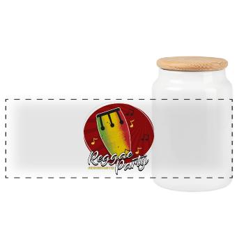 Reggae Party Drum Tee - Panorama Keksdose mit Holzdeckel - Weiß - Vorne