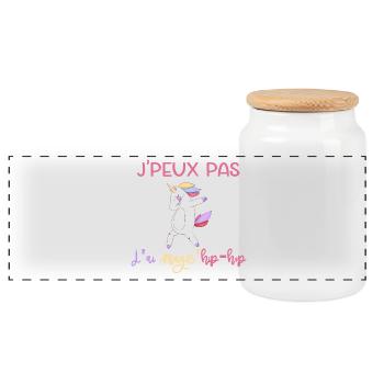 Déguisement de Licorne Hip Hop Coloré - Boîte à biscuits avec couvercle en bois - blanc - Devant