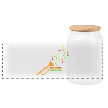 Underground Soundsystem Trumpet - Panoramic Cookie Jar with Wooden Lid - white - Front