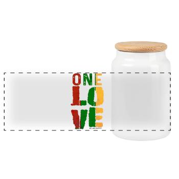 One Love Reggae Ribbon - Panoramic Cookie Jar with Wooden Lid - white - Front