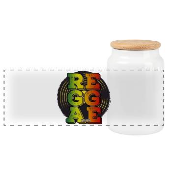 Reggae Neon Logo - Panoramic Cookie Jar with Wooden Lid - white - Front