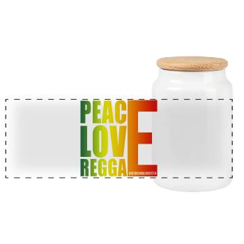 Peace Love Reggae Gradient - Panorama Keksdose mit Holzdeckel - Weiß - Vorne