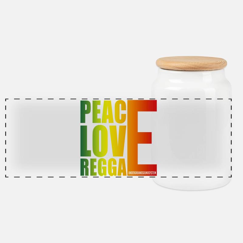 Peace Love Reggae Gradient - Panorama Keksdose mit Holzdeckel - Weiß