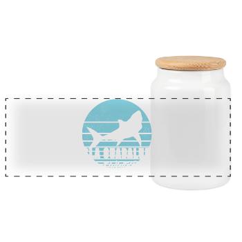Isla Guadalupe Great White Shark Dives - Panoramic Cookie Jar with Wooden Lid - white - Front