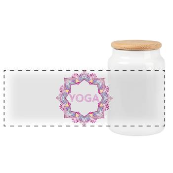 yoga - Boîte à biscuits avec couvercle en bois - blanc - Devant