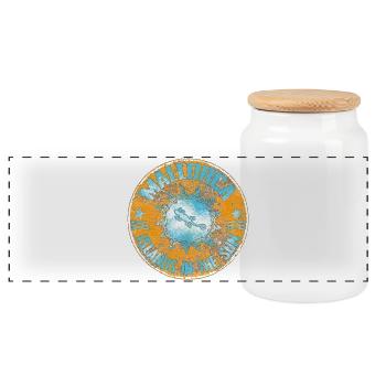 Lizard in Mandala Design - Panoramic Cookie Jar with Wooden Lid - white - Front