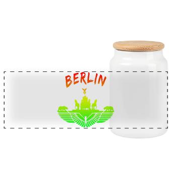 Berlin Design / Berliner Bär Brandenburger Tor - Boîte à biscuits avec couvercle en bois - blanc - Devant