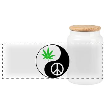 Conception de la feuille de paix YinYang - Boîte à biscuits avec couvercle en bois - blanc - Devant