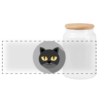 cat cats night eyes comic cartoon icon icon - Panoramic Cookie Jar with Wooden Lid - white - Front