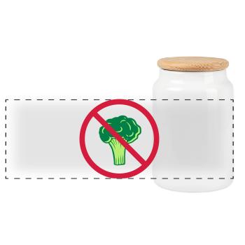 no broccoli prohibited shield zone healthy vitamins - Panoramic Cookie Jar with Wooden Lid - white - Front