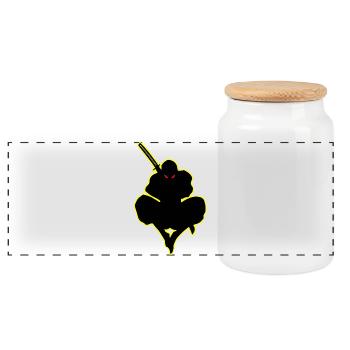 Dark Ninja Warrior Ninja Shadow Ninja Lover - Panoramic Cookie Jar with Wooden Lid - white - Front