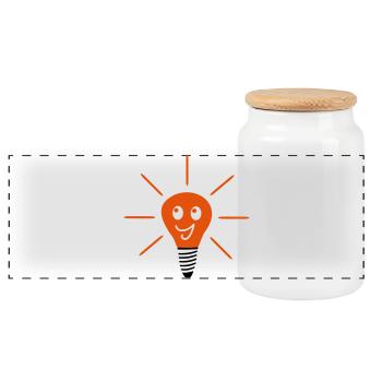 gluehbirne energie licht - Panorama Keksdose mit Holzdeckel - Weiß - Vorne