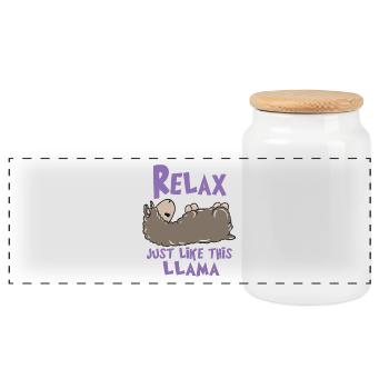 Relax Lama - Panoramic Cookie Jar with Wooden Lid - white - Front