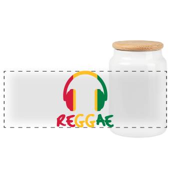 Reggae Music - Panoramic Cookie Jar with Wooden Lid - white - Front