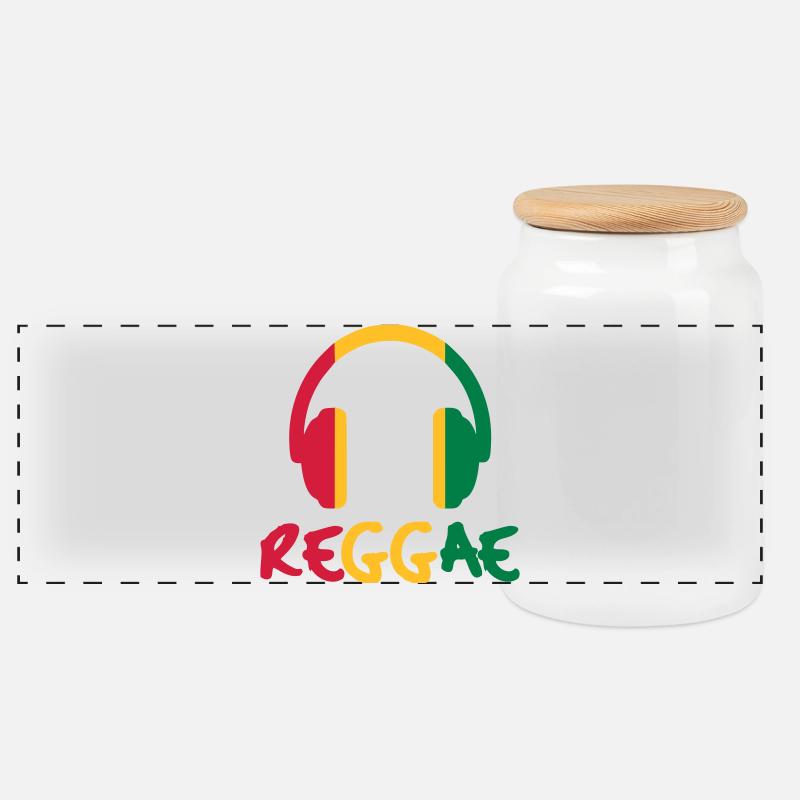 Reggae - Panorama Keksdose mit Holzdeckel - Weiß