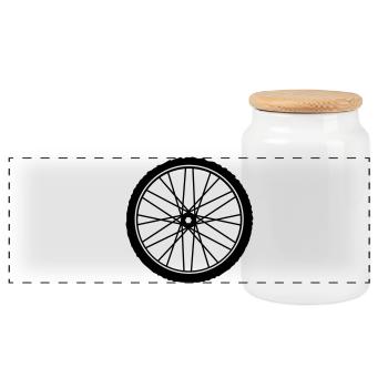 Un pneu de vélo - Boîte à biscuits avec couvercle en bois - blanc - Devant