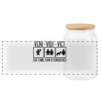 Wedding Marriage Marriage Relationship Cliche Funny Fun - Panoramic Cookie Jar with Wooden Lid - white - Front