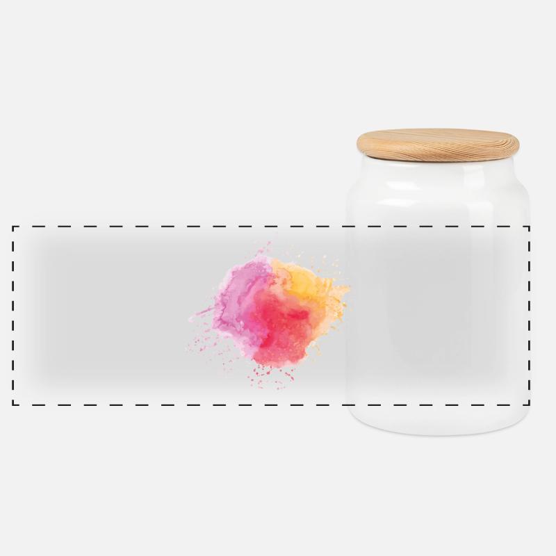 Aquarell - Panorama Keksdose mit Holzdeckel - Weiß