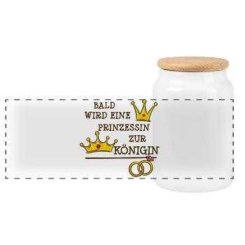 Junggesellin Hochzeit Heirat Polterabend Party - Panorama Keksdose mit Holzdeckel - Weiß - Vorne