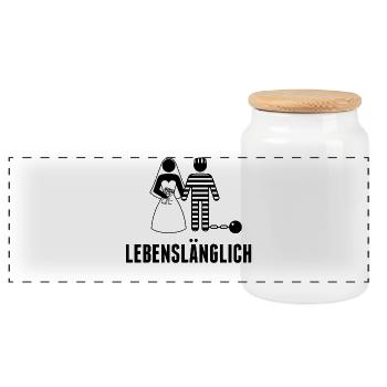 Bachelor Party Bachelorette Party Funny - Panoramic Cookie Jar with Wooden Lid - white - Front